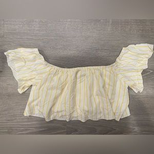 Forever 21 womens yellow/white, off the shoulder, crop top.